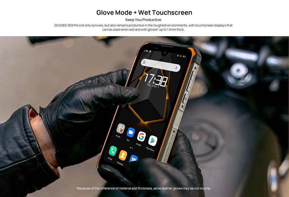 DOOGEE S59 Pro Unlocked Rugged Smartphone 10050mAh Battery 4GB + 128GB Unlocked Cell Phones 2W Loud Speaker 16MP Camera Android 10 5.71" Screen Helio P22 Waterproof Phone Face Fingerprint Unlocking