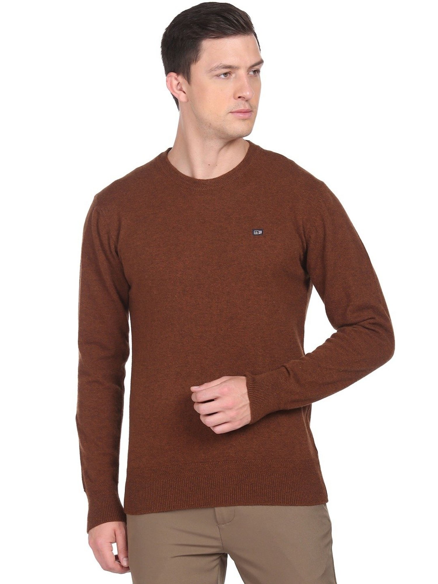 Arrow Sports Orange Regular Fit Sweater