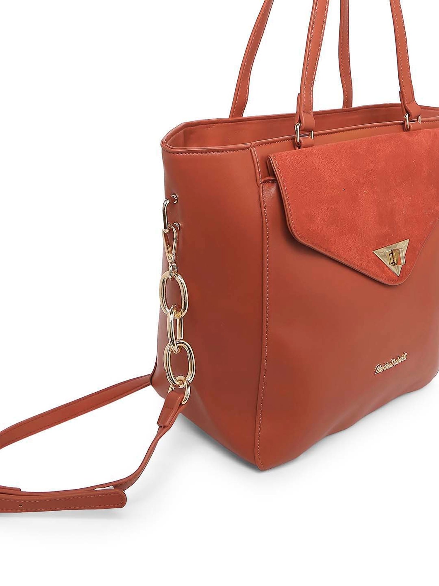 Marina Galanti Orange Solid Medium Tote Handbag