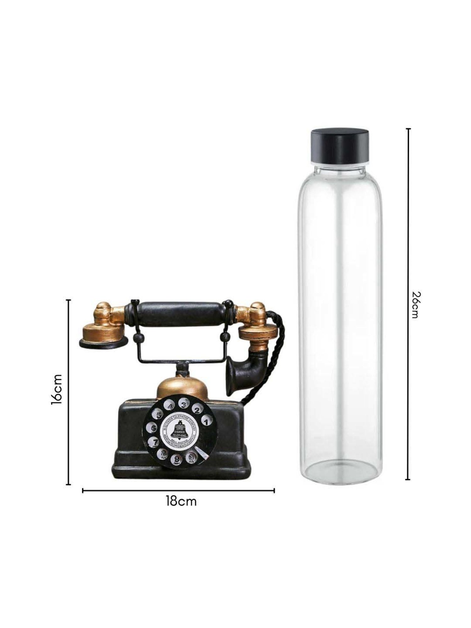 Nestasia Vintage Premium Quality Black & Golden Resin Made Telephone Decor Piece For Gifting