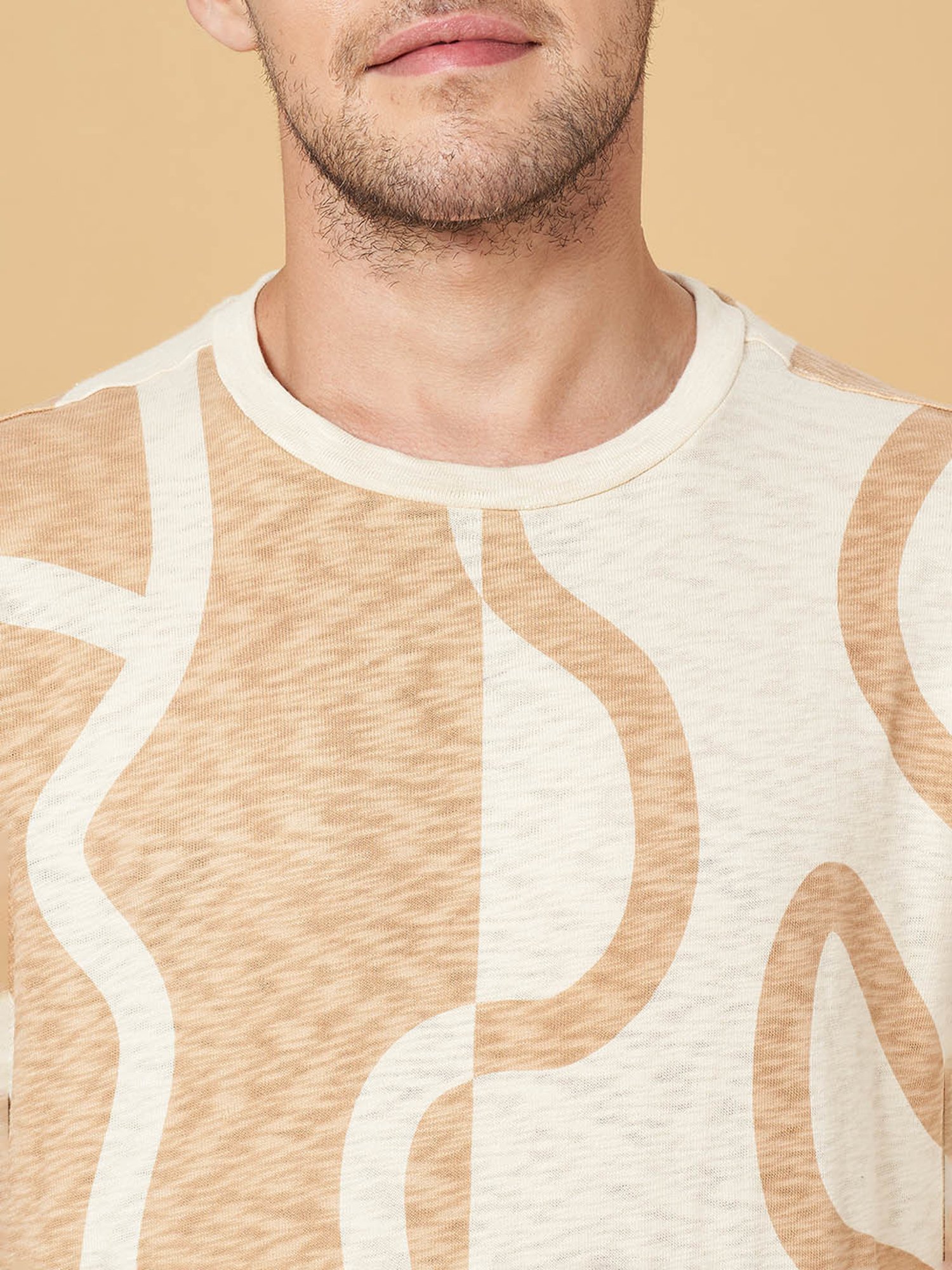 7 Alt by Pantaloons Off White Cotton Relaxed Fit Printed T-Shirt