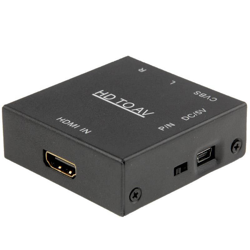 AMZER HDV-M610 Mini Size Full HD 1080P HDMI to AV/CVBS Video Converter Adapter - Black
