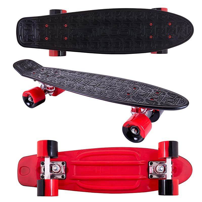 22 Inch Complete Plastic Grip Tape Cruiser Skateboard Custom NonSlip Deck Multiple Colors Red