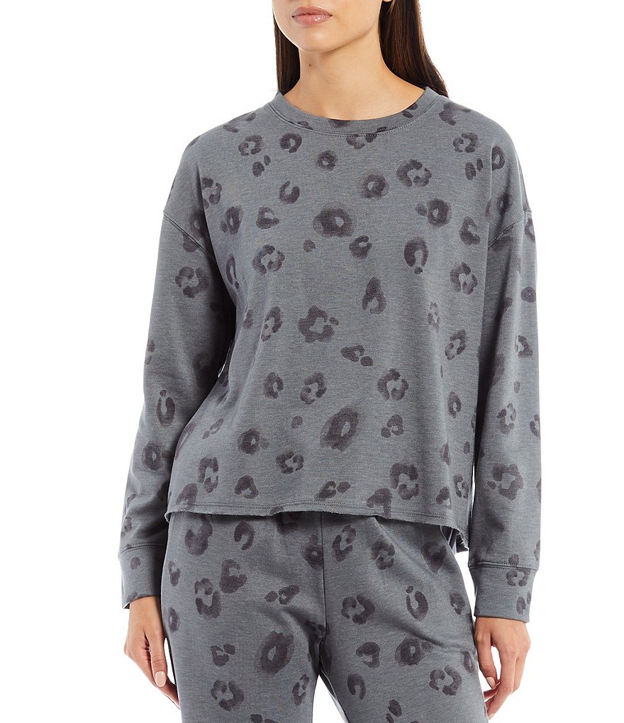 Splendid Long Sleeve Animal Print Crew Neck Eco Coordinating Pullover