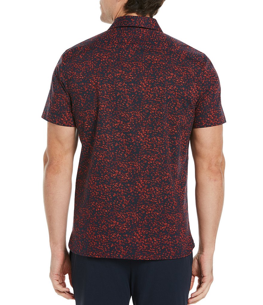 Perry Ellis Sketch Circle Print Stretch Short-Sleeve Woven Shirt