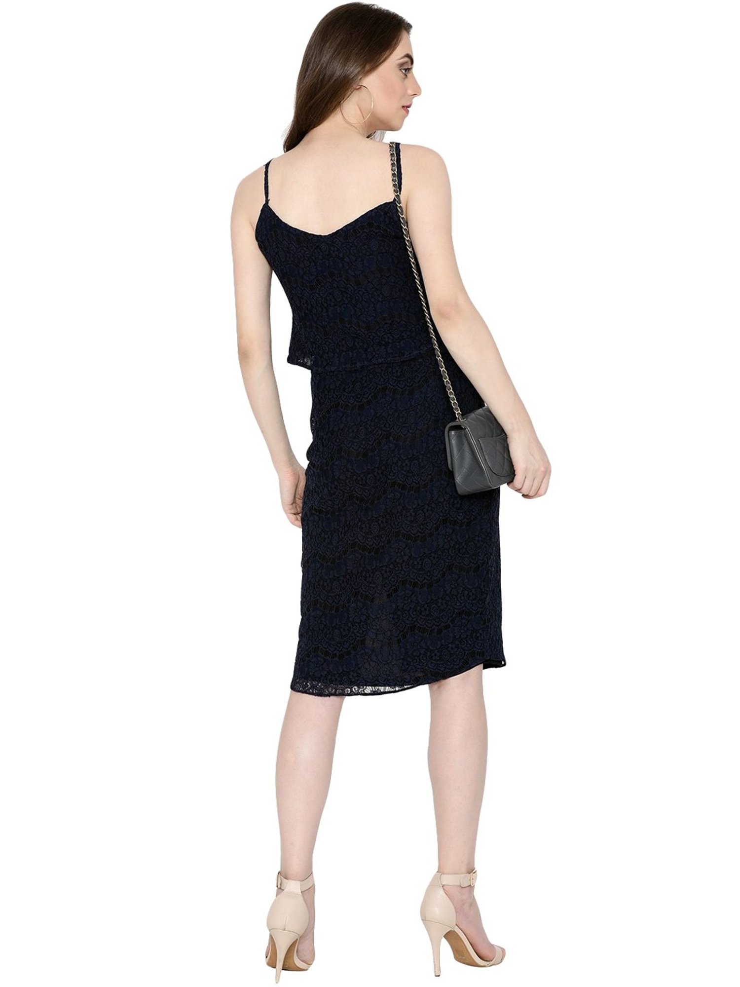 ISU Black Lace Pattern Top Skirt Set