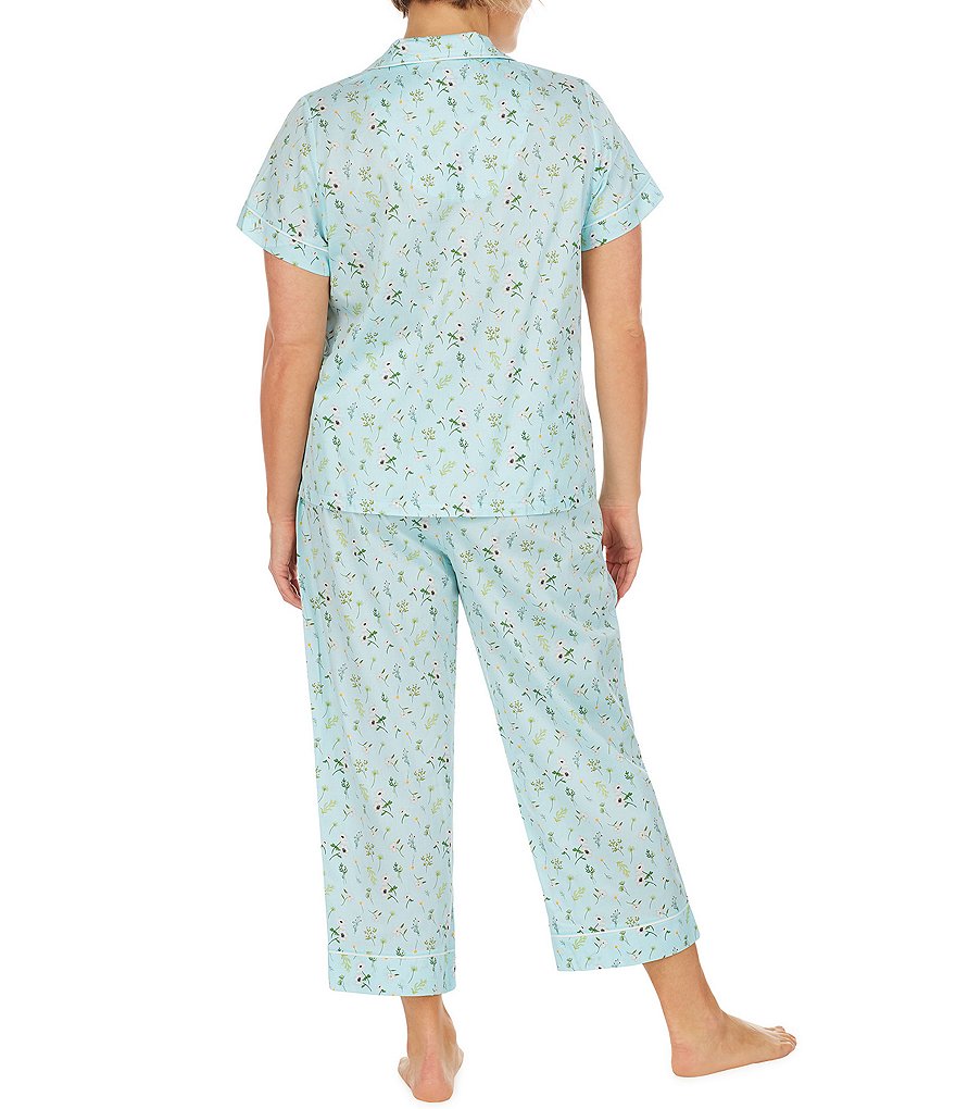 Bedhead Pajamas Plus Spring Garden Print Sateen Woven Cropped Coordinating Pajama Set