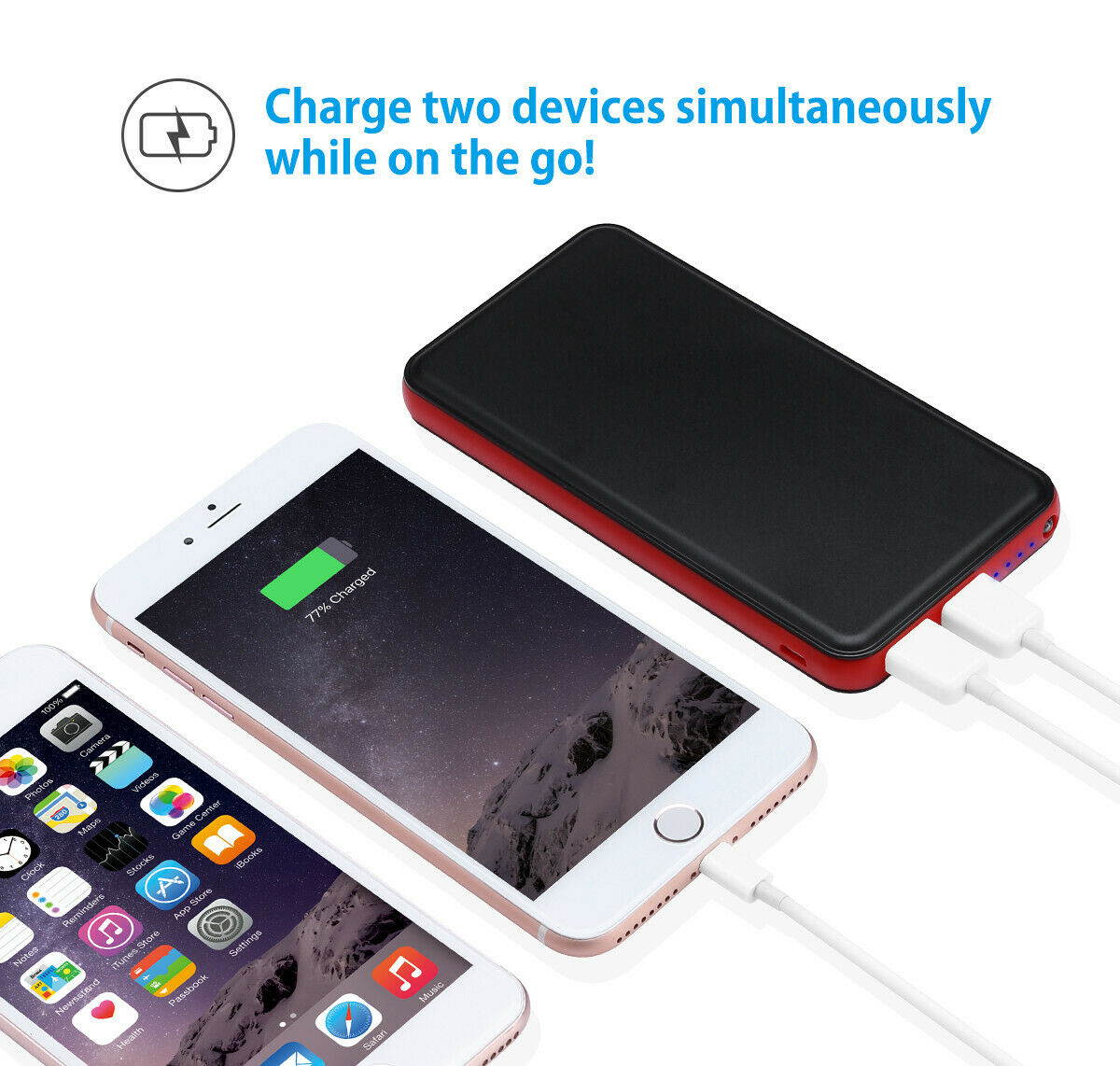 20000mAh Portable Backup Power Bank LED Light Dual USB External Battery Charger