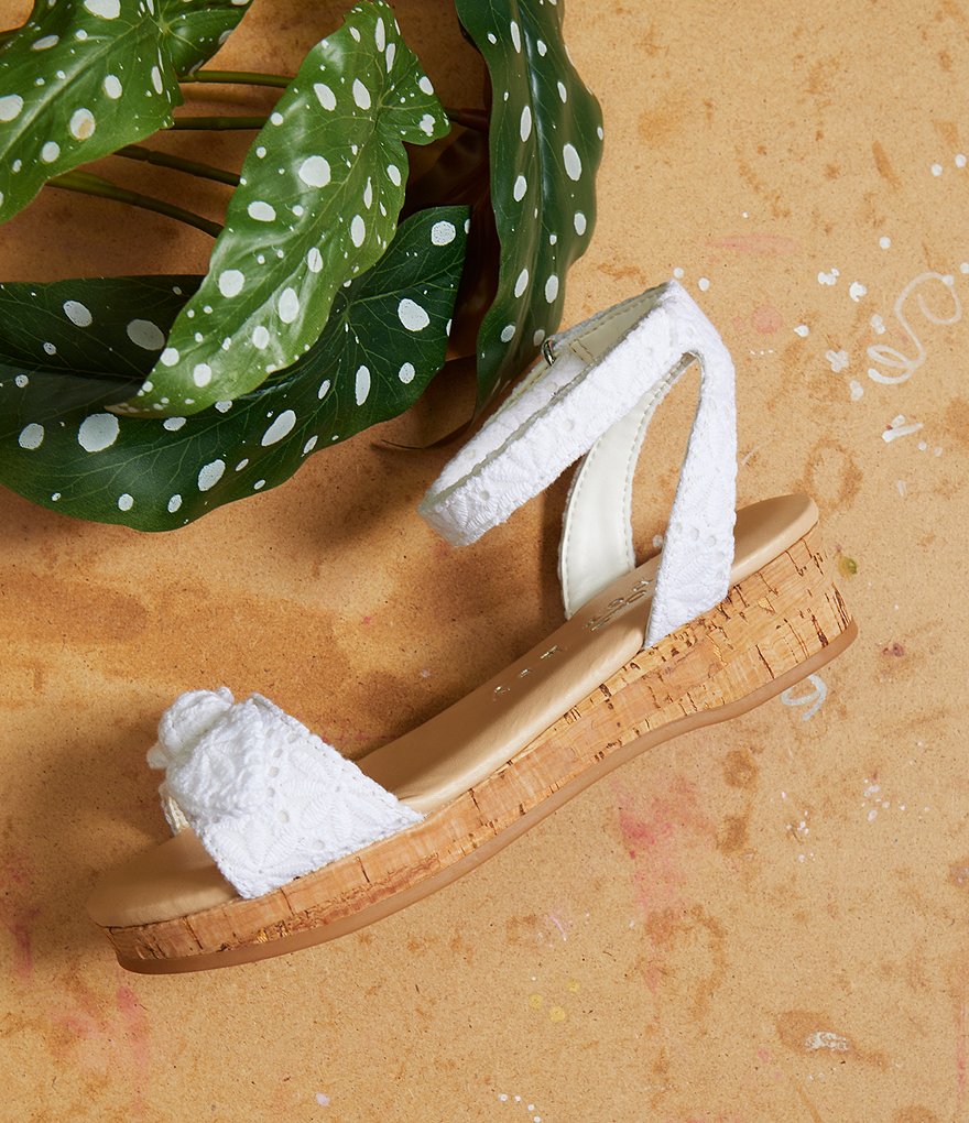 Copper Key Girls' Dearisst Eyelet Bow Flatform Wedges (Youth)