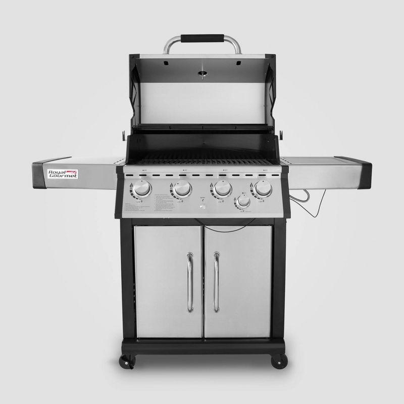 Stainless Steel 4 Burner Propane Gas Grill with Side Burner MG4001 Silver - Royal Gourmet