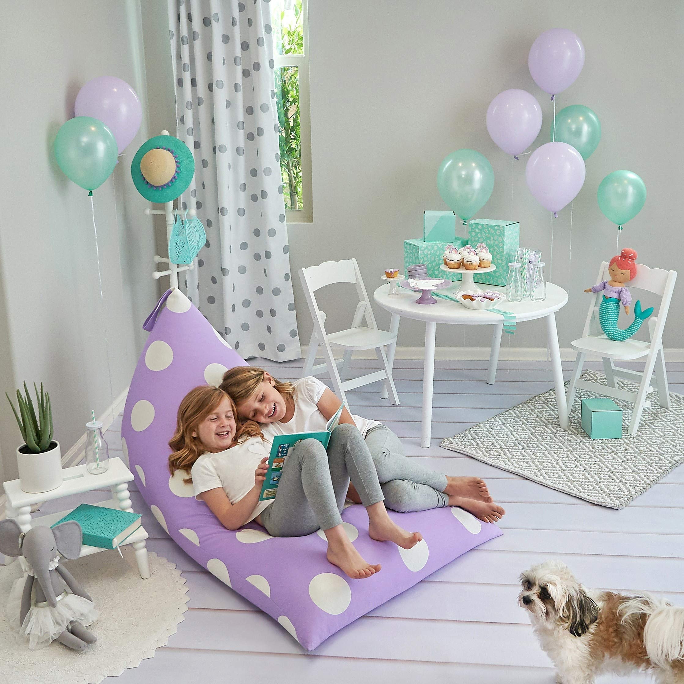 Stuffed Animal Storage Bean Bag Chair - Stuff 'n Sit Toy Bag Floor Lounger for Kids, Teens and Adult |Extra Large 200L/52 Gal Capacity |Premium Cotton Canvas (Purple)