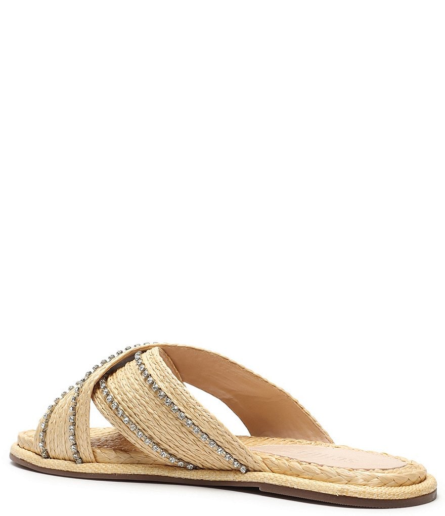 Schutz Carlotta Rhinestone Embellished Strap Detail Flat Sandals