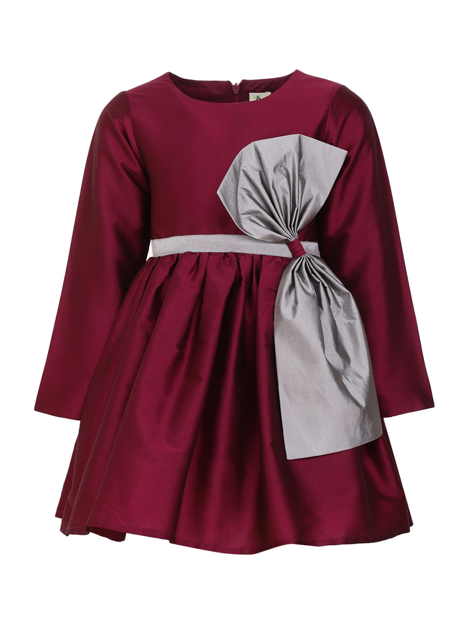 A Little Fable Kids Maroon Regular Fit Dress