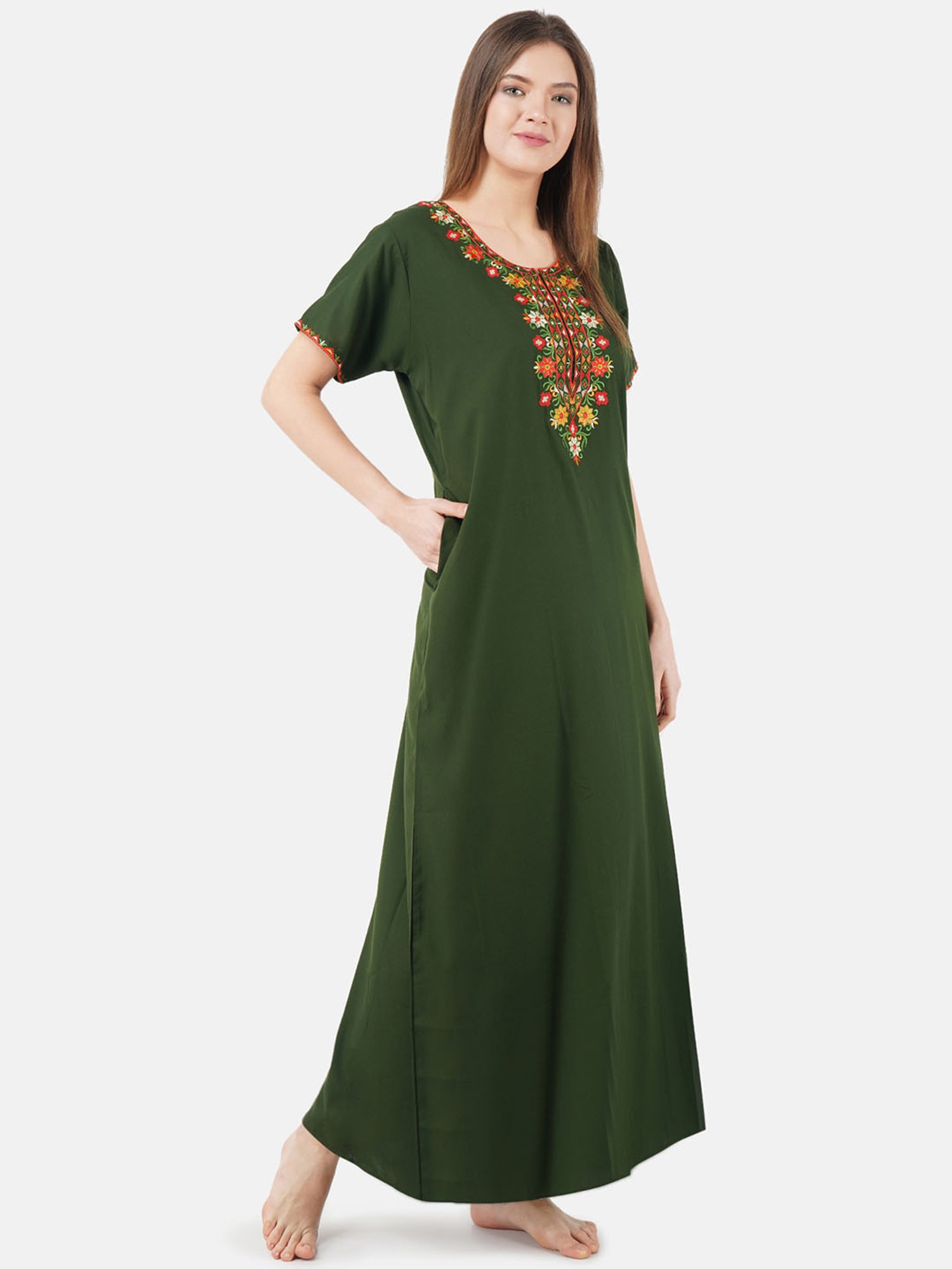 KOI SLEEPWEAR Olive Embroidered Nighty