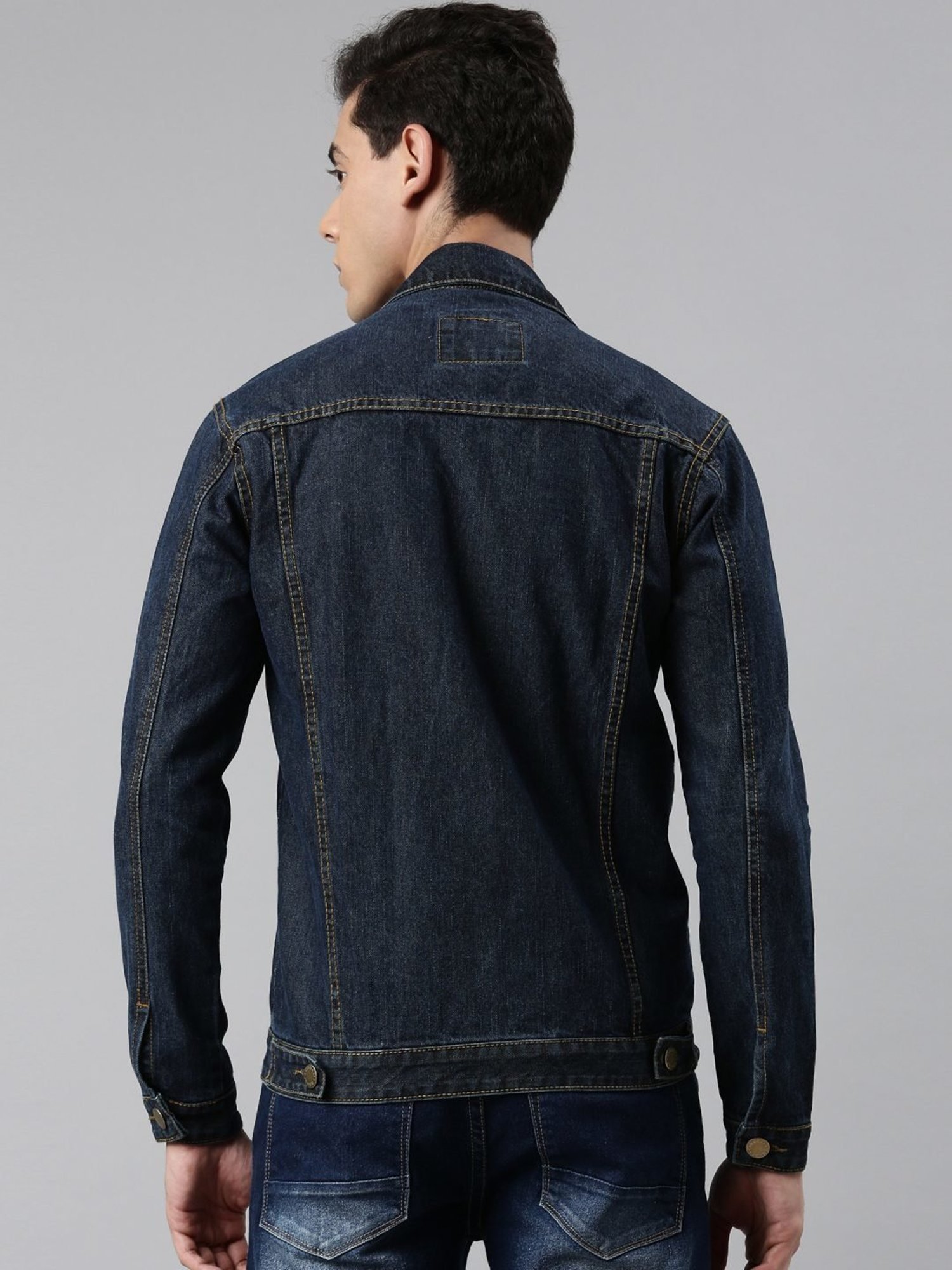 CINOCCI Blue Cotton Slim Fit Denim Jacket