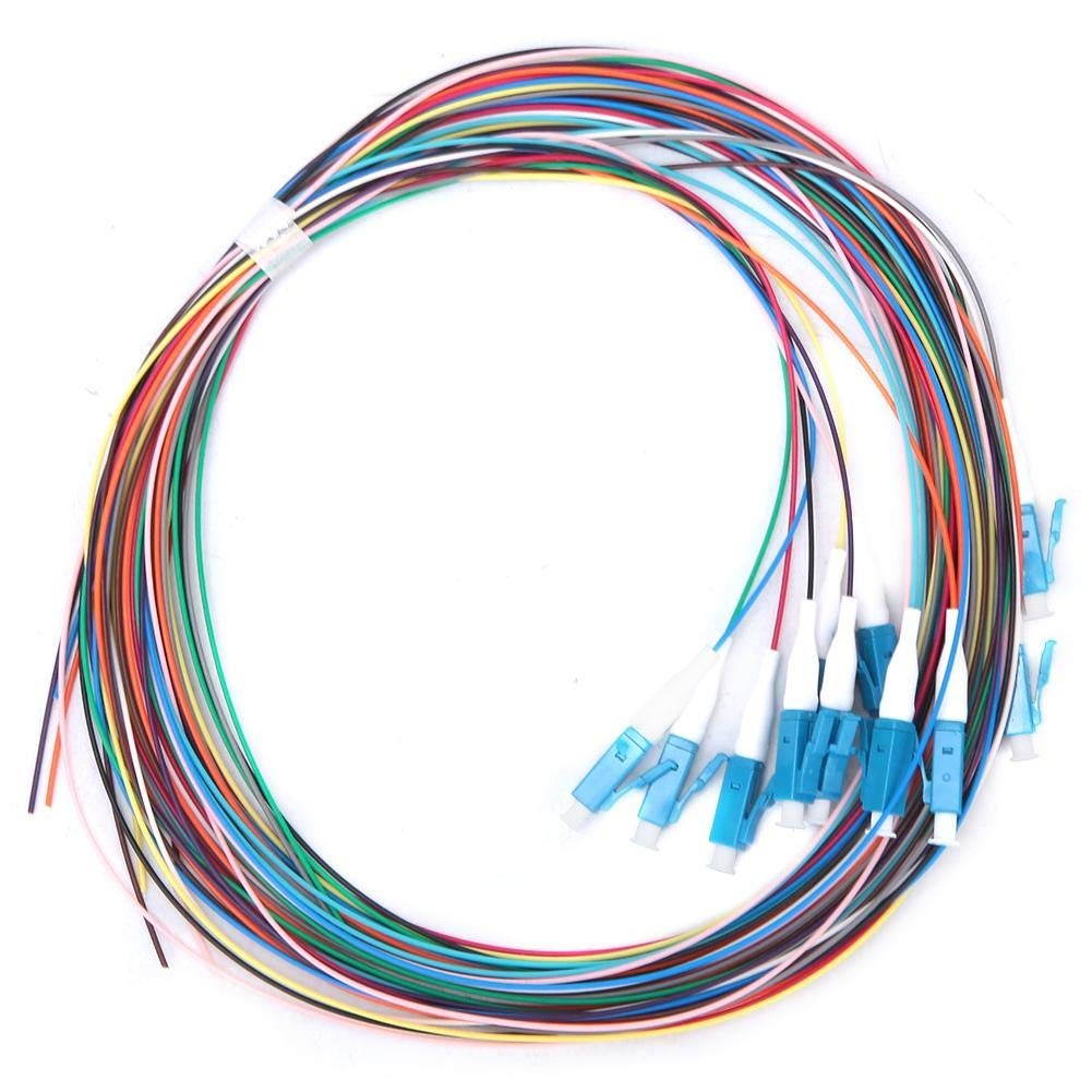 Fiber Optic Pigtail 12 Strand Fiber Optic Pigtail LC/UPC Single Mode Low Insertion Loss with Ceramic Ferrule 1.5m for Optical Fiber LAN Optical Fiber Communication System