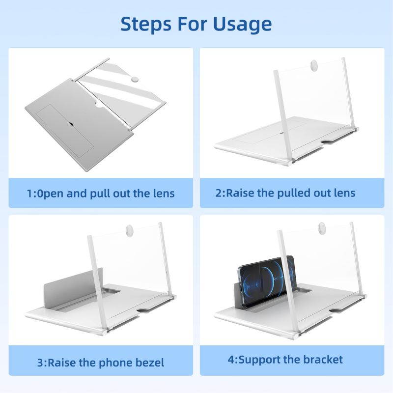 Donwell 12" Mobile Phone Screen Magnifier 3D HD Video Amplifier Pull-out Stand Bracket For Apple iPhone 11/11Pro/11Pro Max/12/12 Pro/12 Pro Max,For Samsung Galaxy Note 20/20 Ultra/Note 10+/10+5G