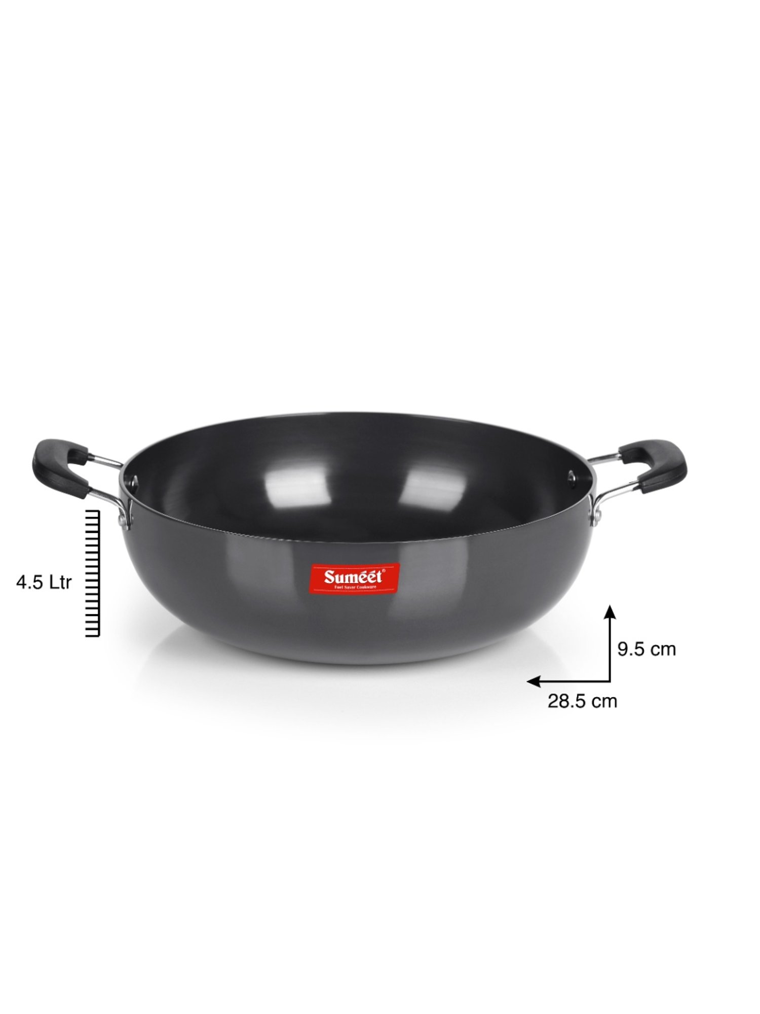 Sumeet 3mm Hard Anodized Deep kadai Big Size No. - 15 (28.5cm Dia. 4.5 LTR Capacity)