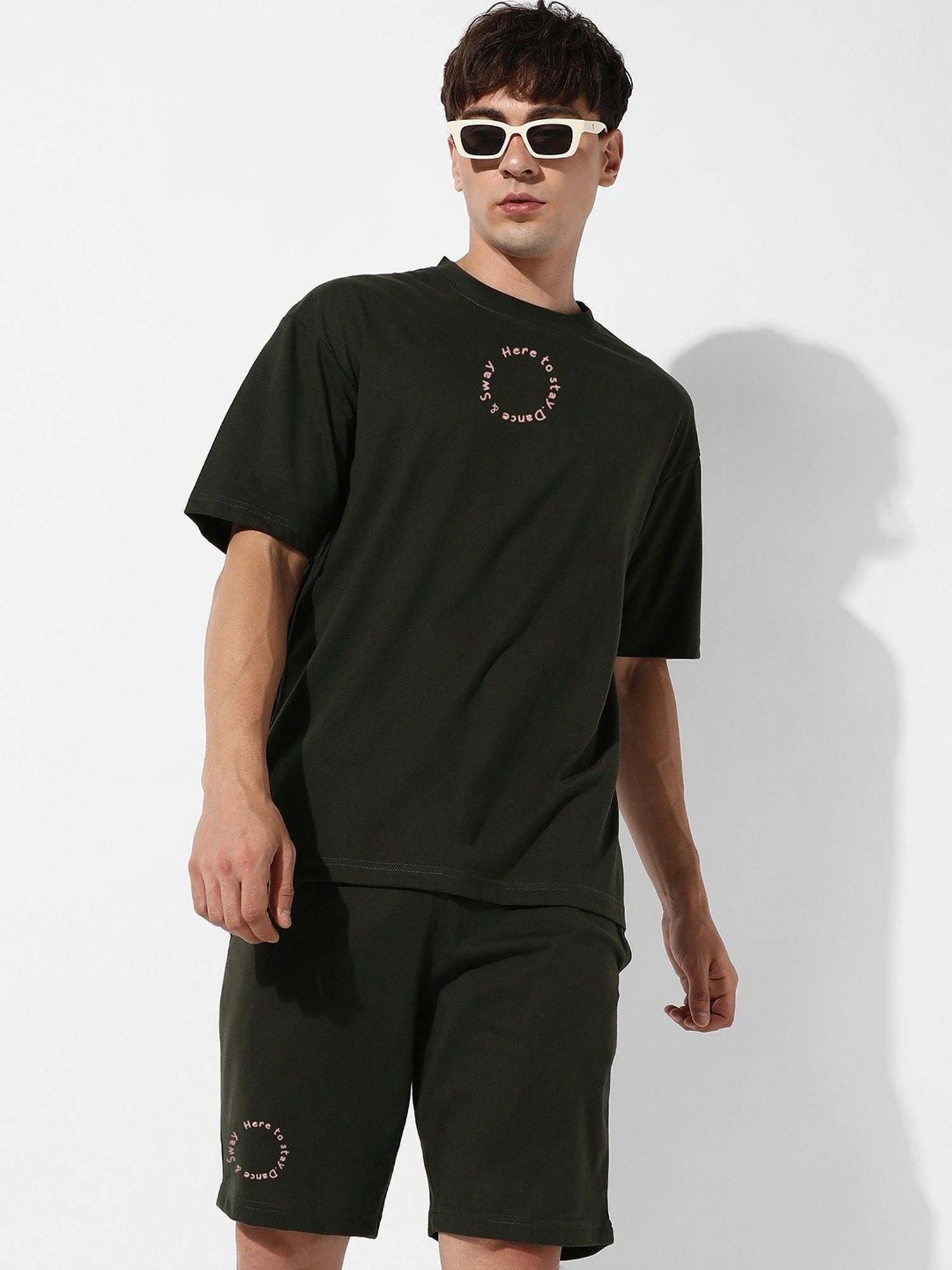 Campus Sutra Green Regular Fit Oversized Earth Dance Printed Co-Ord Set