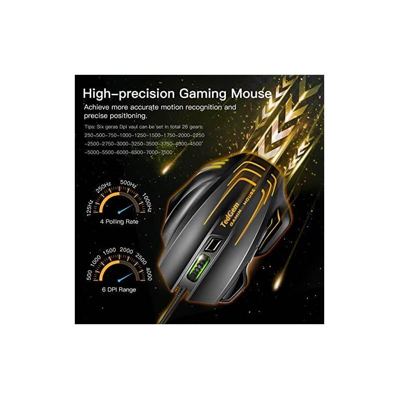 Gaming Mouse  Wired Mouse Gaming Mouse Wired Computer Mouse Wired PC Gaming Mouse UP TO 7500 DPI 7 Programmable Buttons Ergonomic Gaming Mice for Windows XP Vista WIN7 WIN8 Win10 MAC