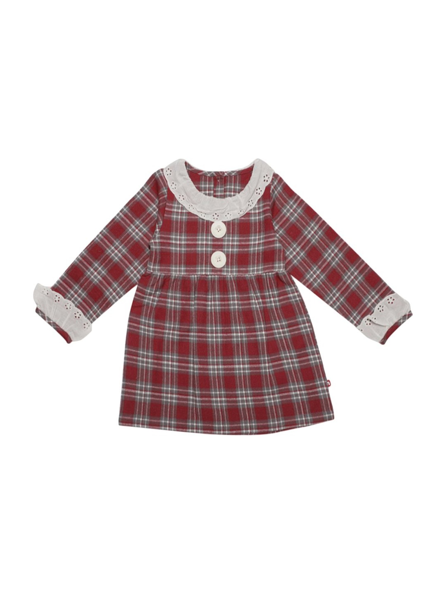 Nino Bambino Kids Red Organic Cotton Plaid Pattern Dress