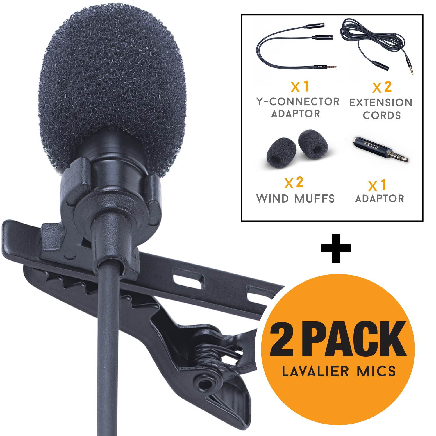 Microphone 2-Pack Complete Set - Omnidirectional Mic for Desktop PC Computer, Mac, Smartphone, iPhone, GoPro, DSLR, Camcorder for Podcast, Youtube, Vlogging, and DJs