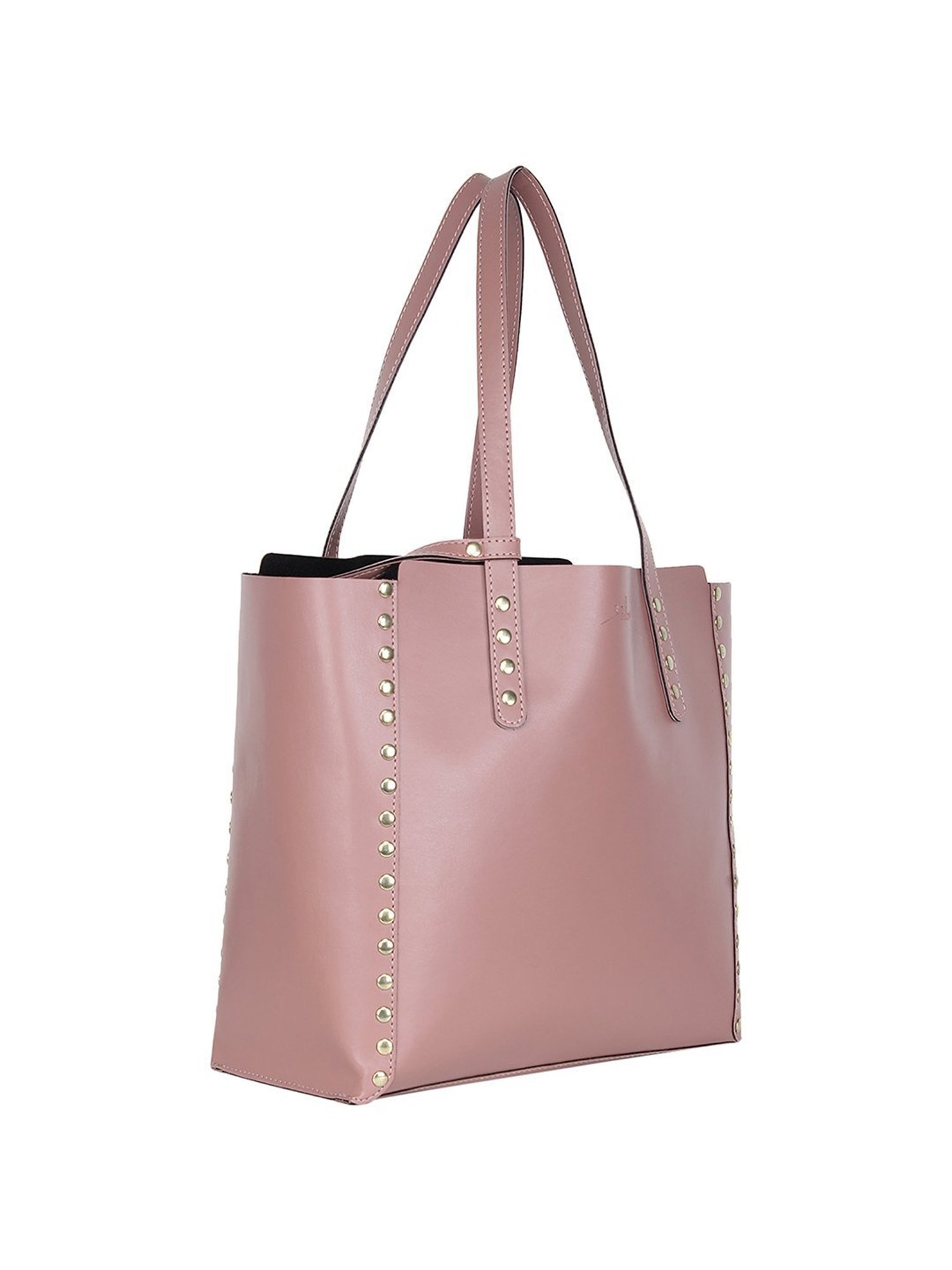 Yelloe Peach Embellished Large Tote Handbag with Pouch