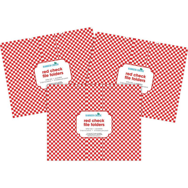 Barker Creek 36pk Red Checks Letter Size File Folders