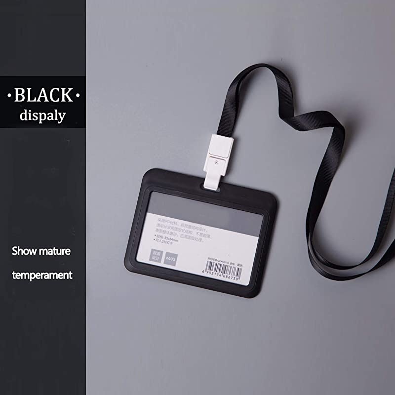 Badge Card Holder, Name Badge Holder with Lanyard, Neck Lanyard Holder for Women Men, Vertical Business Neck Card Holder (2 Pack) (Horizontal 2 Pack)