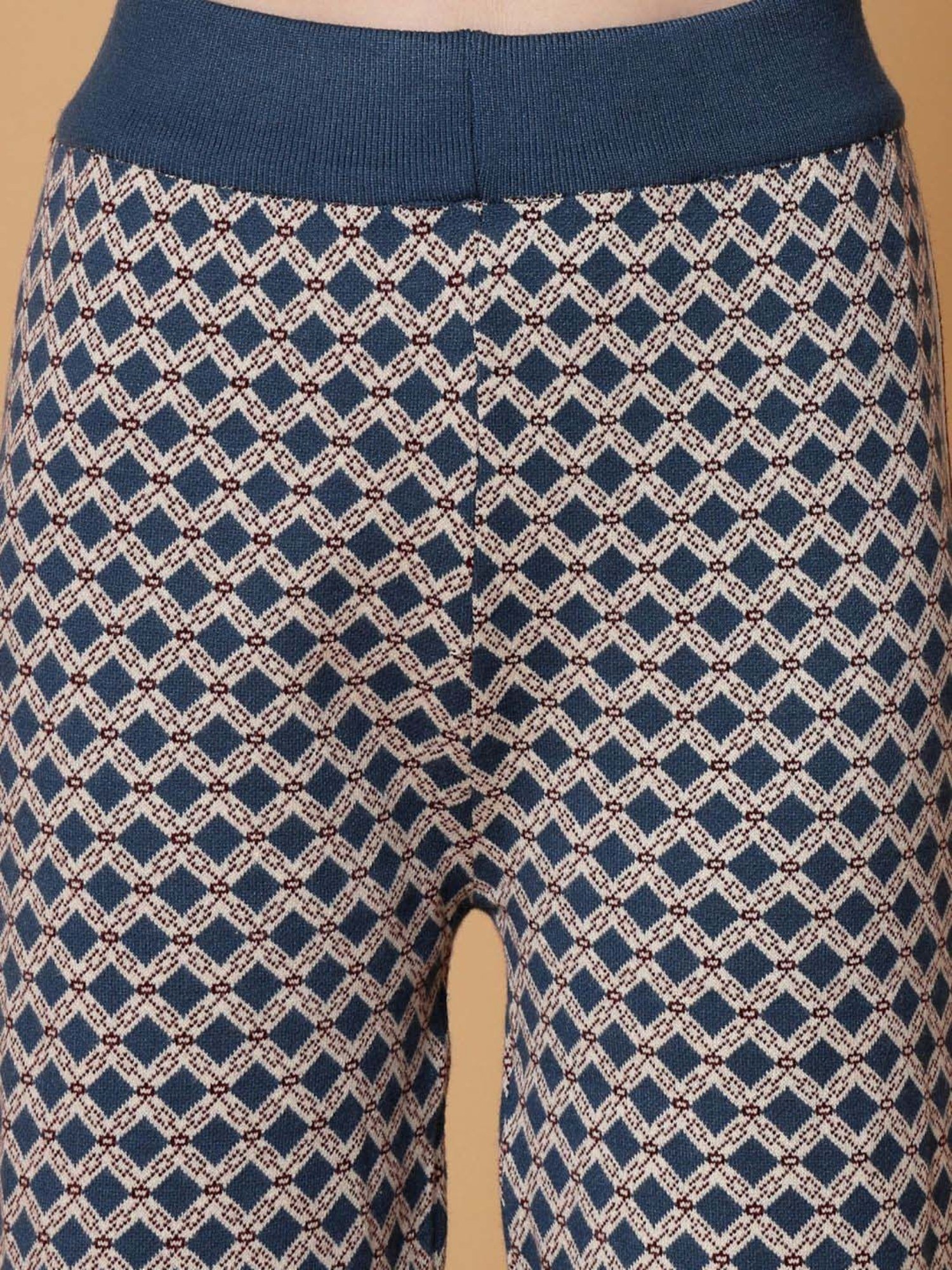 Mafadeny Blue Printed Top Pants Set