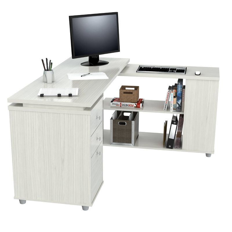 L Shaped Computer Work Station Washed Oak - Inval