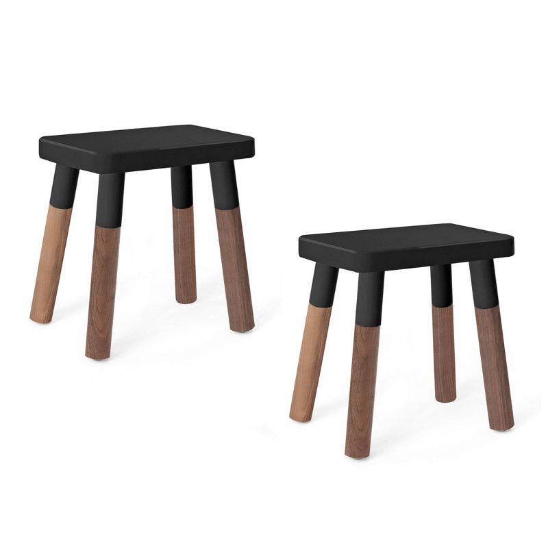 Set of 2 Peewee Wood Veneer Kids' Chairs Walnut/Black - Nico & Yeye