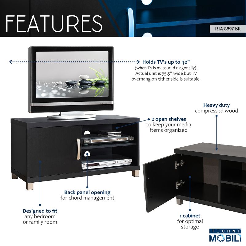 TV Stand Black 40" - Techni Mobili