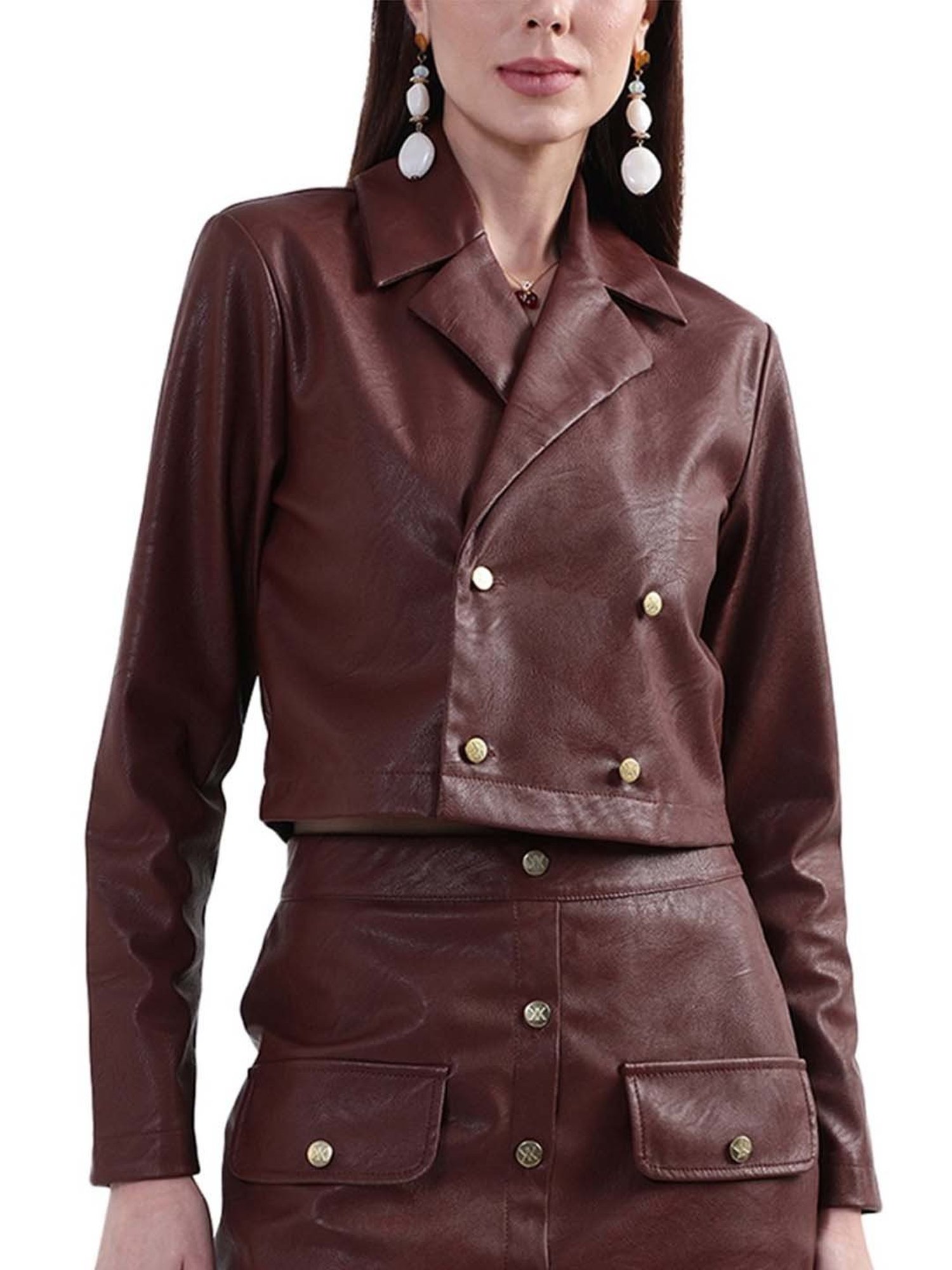 KENDALL + KYLIE Brown Regular Fit Blazer