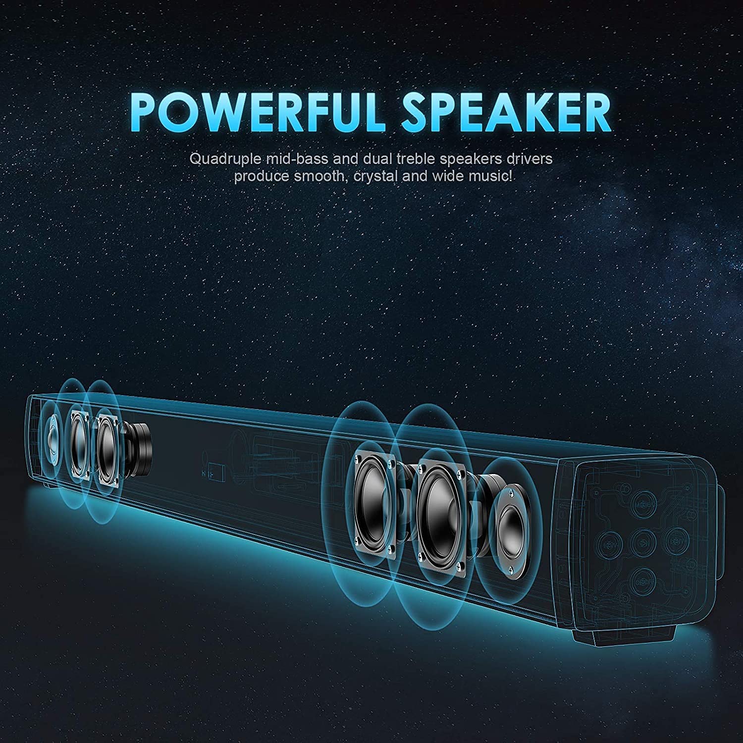 Sound Bars for TV: 37-In 109dB Soundbar with Built-in Subwoofer & Breathing Light 3 EQ Modes Home Theater Audio System 11 Adjustable Bass Sound Bar for TV Optical/AUX/USB/ARC/HDMI Connection