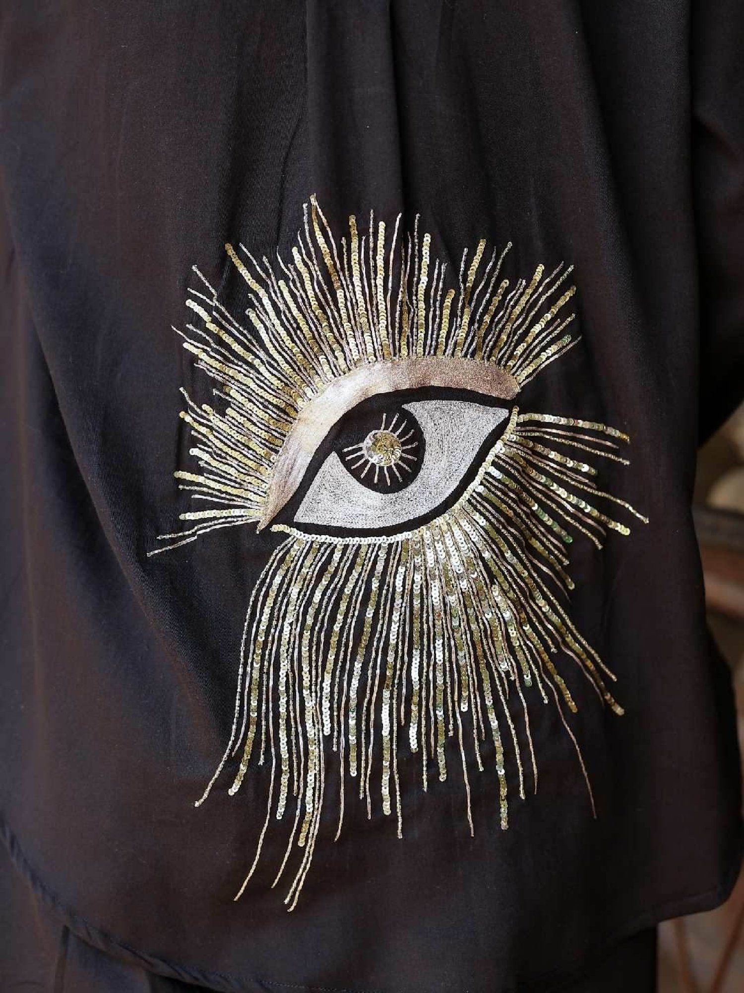 Gulaal Black Hand Embroidered Evil Eye Shirt