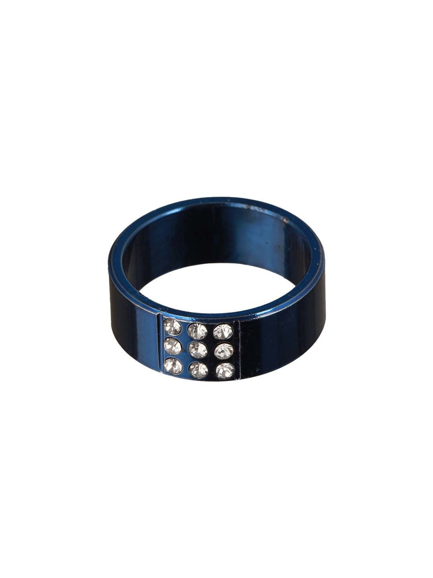 Bold by Priyaasi Blue AD Studded Band Style Ring for Men