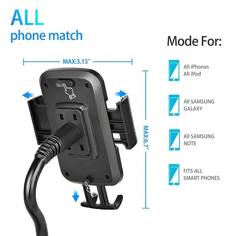 Holder Phone Mount Universal Adjustable Car Phone Holder Mount Automobile Gooseneck Holder Cradle Car Phone Mount for iPhone 12 Pro11XsMaxXXR87 Plus Samsung Galaxy Upgraded