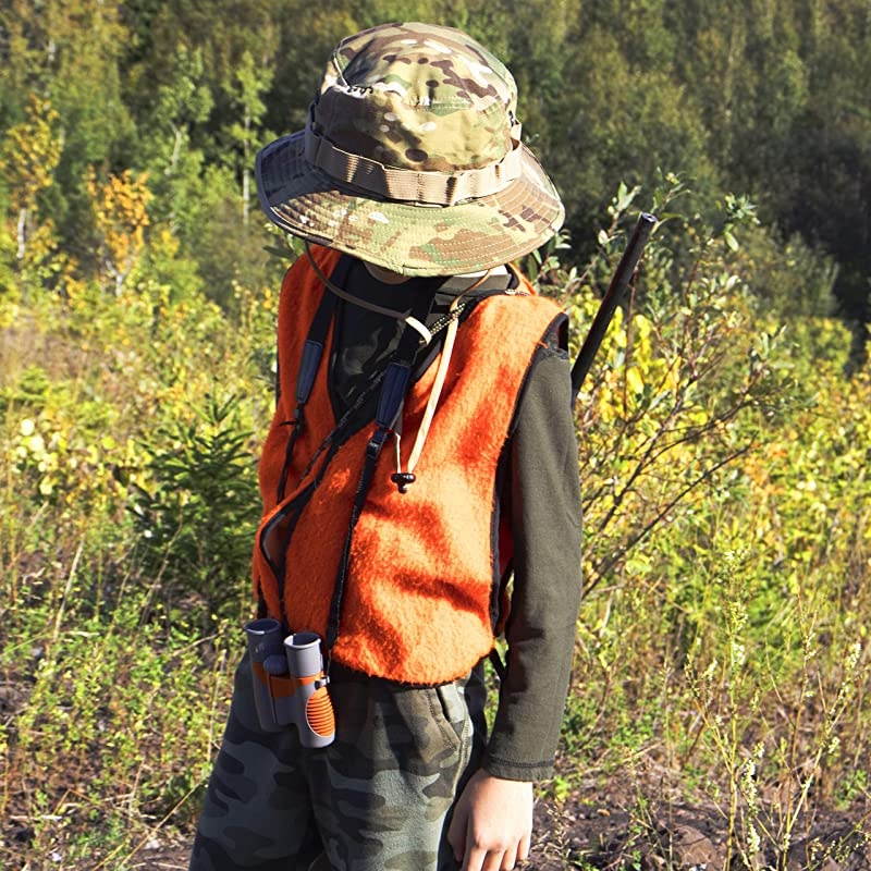 Kids Binoculars by  - 8x21 HIGH Resolution Shockproof Compact Toy Binoculars for Kids Set for Boys & Girls - Ideal Binoculars for Hunting, Camping, and Hiking (Orange, Grey)