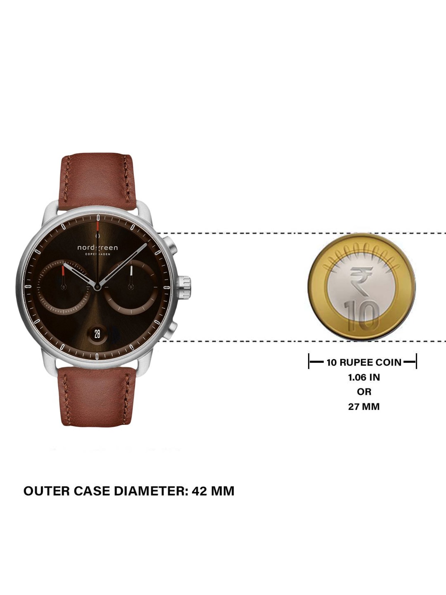 Nordgreen PI42SILEBRBS Pioneer Analog Watch for Men