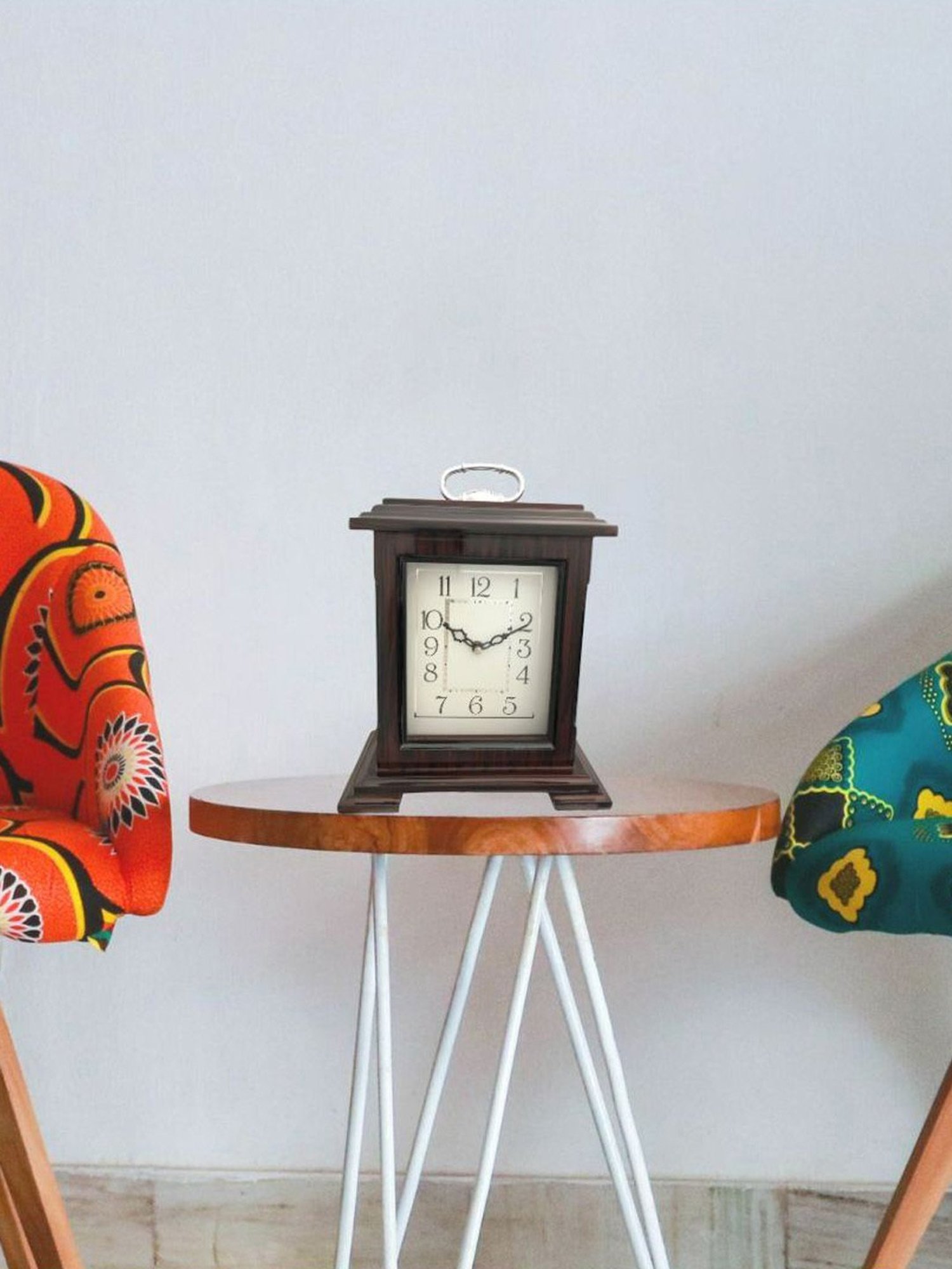 CHRONIKLE Rectangular Rosewood Brown Wood Table or Desk Clock