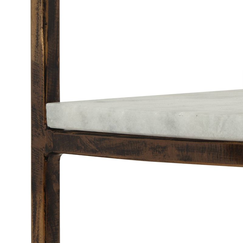 33.5" Bainville Modern Glam Handcrafted Marble Half Round Etagere Bookcase Natural White/Antique Brass - Christopher Knight Home