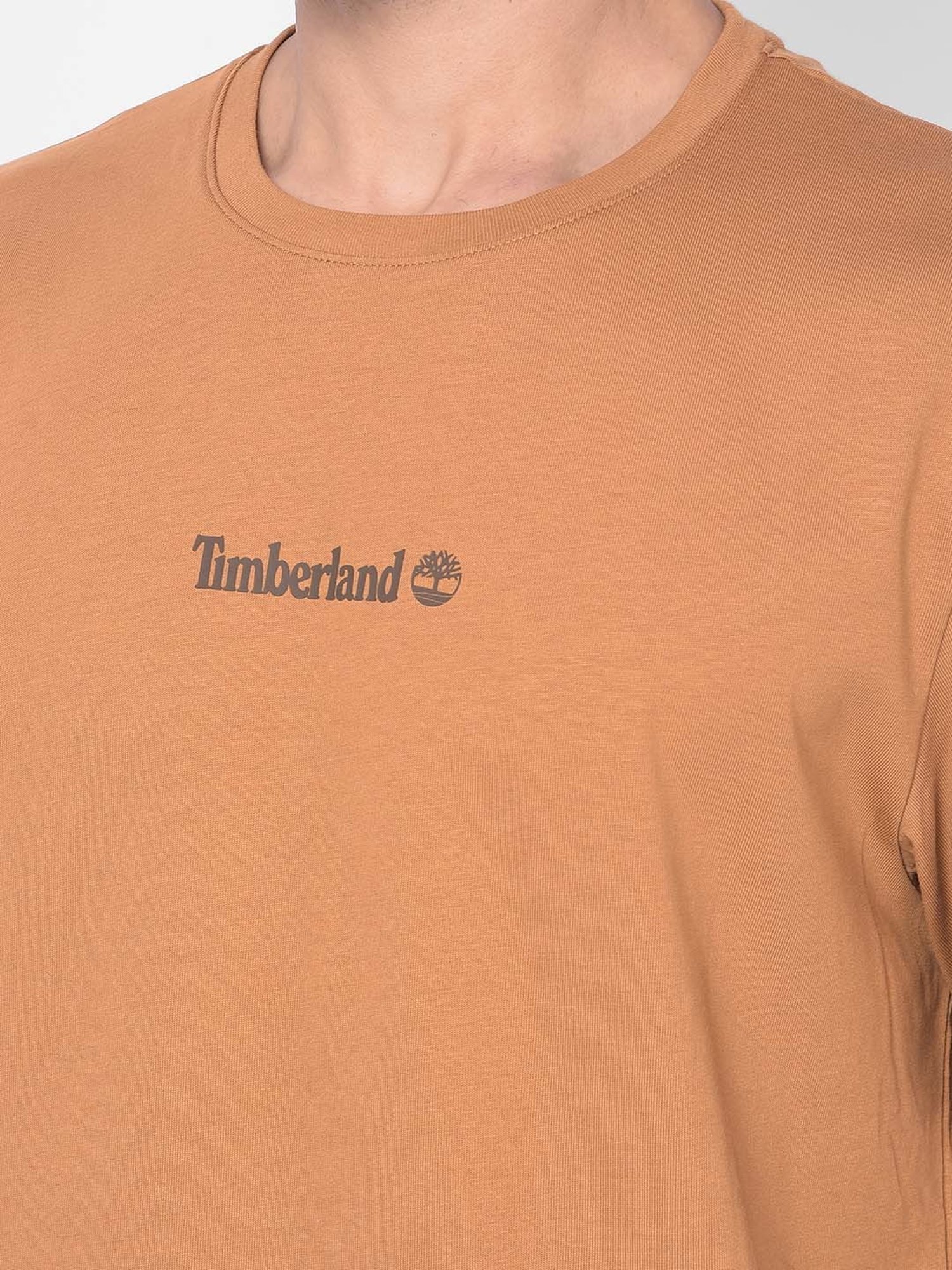 Timberland Wheat Regular Fit Logo Print Crew T-Shirt