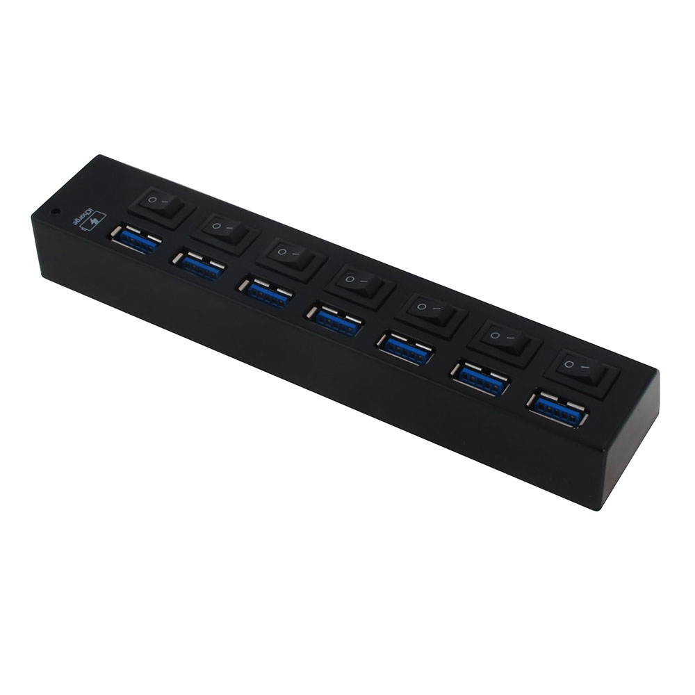 SEDNA - USB 3.0 7 Port SuperSpeed Hub with ON/OFF Switch and 1 x iPad Charging Port ( Black )