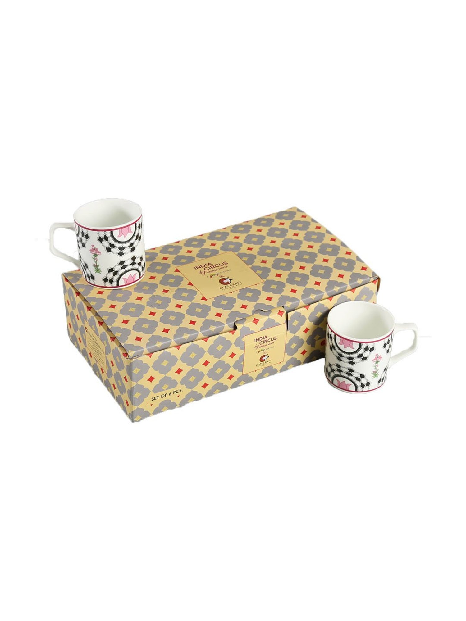 India Circus Multicolor Ceramic Coffee Mugs - Set of 6