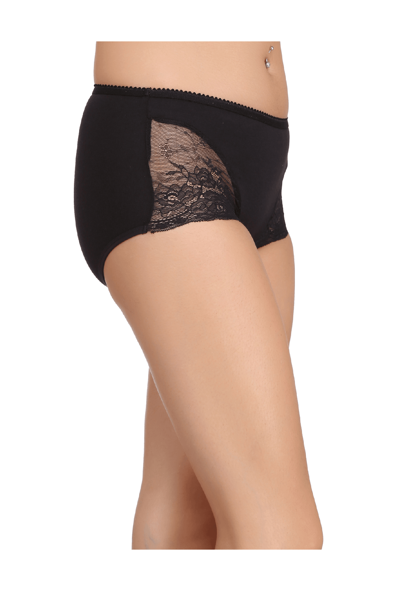 Clovia Black Lace High Waist Hipster Panty