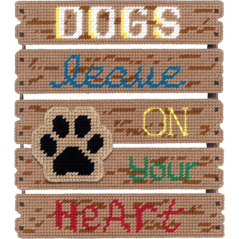 Janlynn Pallet-Ables Plastic Canvas Kit 10.5"X11.5"X1.25"-Dogs Leave Pawprints/On Heart (7 Count)