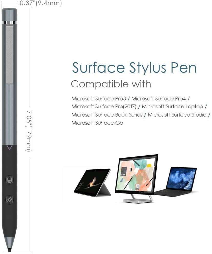 Rechargeable Stylus Pen with 4096 Pressure Sensitivity 500hrs Continuous Use & 180 Days Standby Compatible with Surface Pro Series/Book/Go/Studio/Neo
