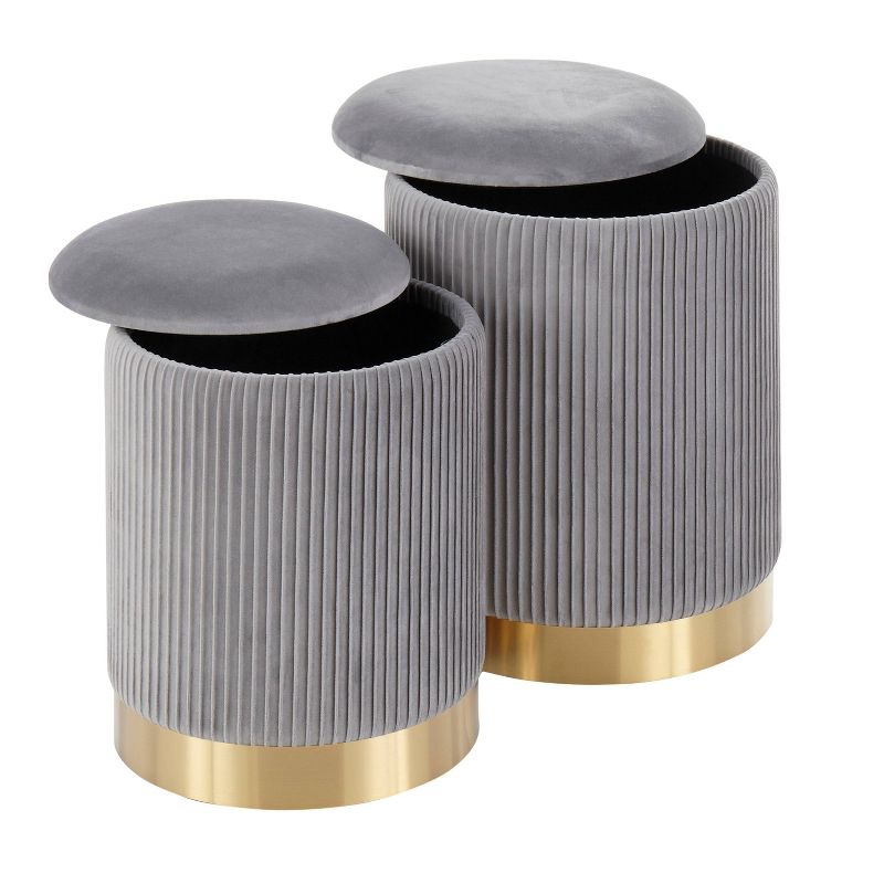 Marla Contemporary Nesting Pleated Ottomans Gold/Gray - LumiSource