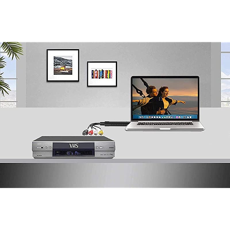 2.0 Audio/Video Converter, VHS to Digital Converter, Video Capture Card VCR TV to DVD Converter for Mac, PC Support Windows 2000/10 / 8/7 / Vista/XP/Android